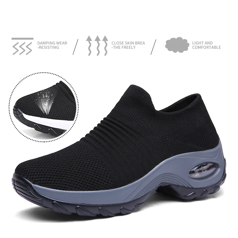 Women Orthopedic Sneakers Shoes Breathable Height-increasing Slip-on Female Sock Women\'s Sports Shoes Bottom Platform Footwear