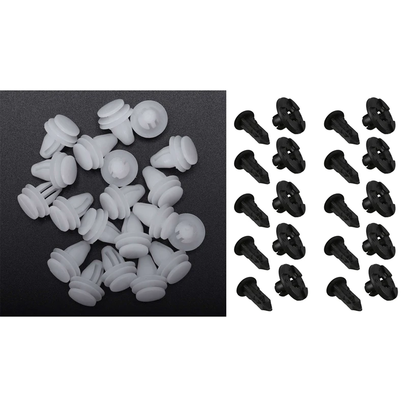 20 Pcs Car White Rivet Door Trim Clips Fastener with 10 x Plastic Fastener Clip 8mm for Nissan