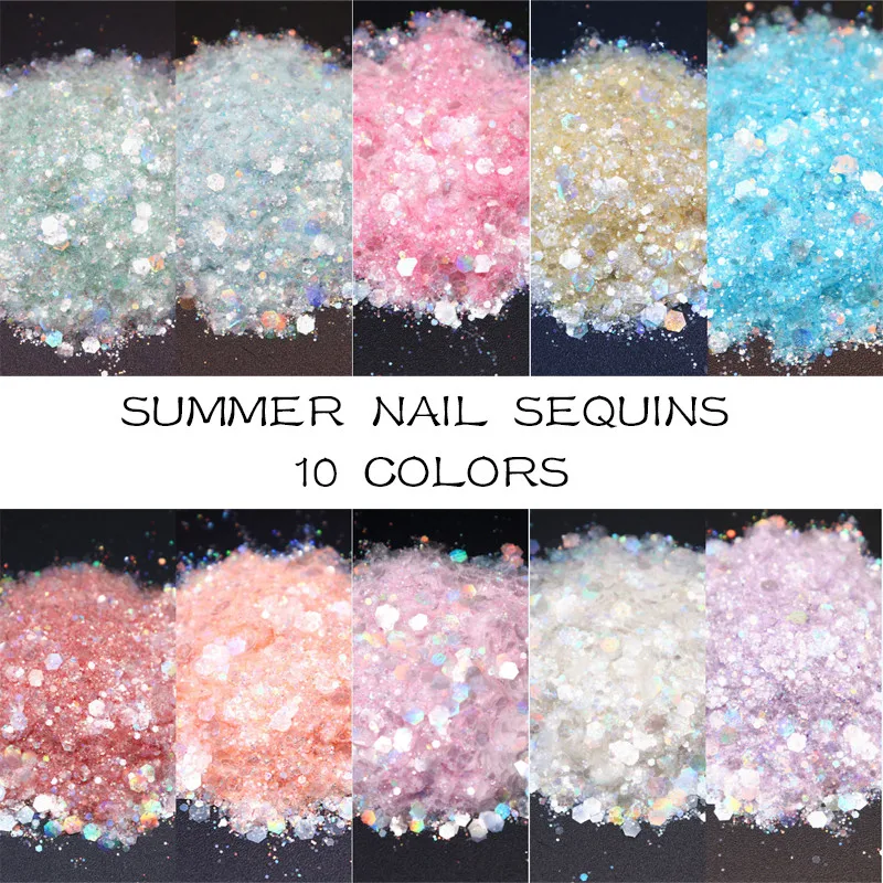 10ml Pink Series Nail Art Glitter Sequin Flakes Powder Holographic Tumblers Four-corner Square Chunky Sequins Loose Glitter