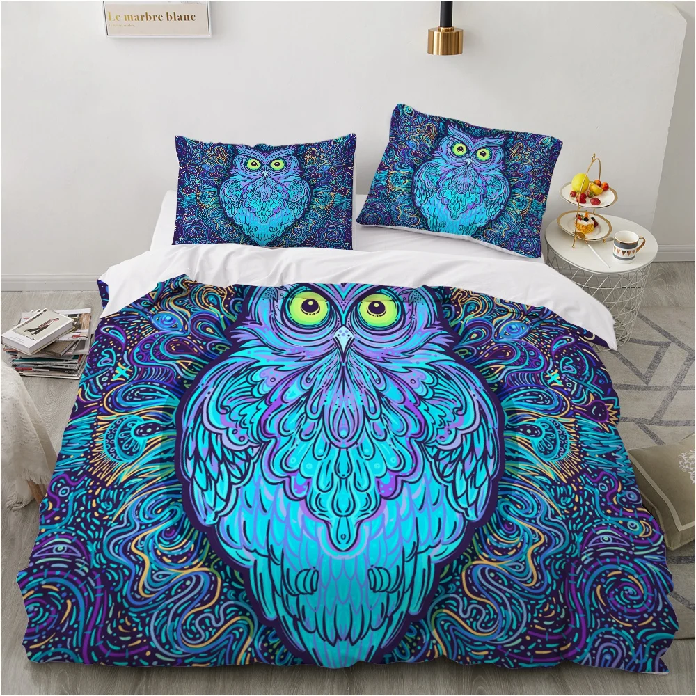 

Custom 3D Duvet Cover Set,Luxury Bedding Set King/Queen/Twin Size,Print Quilt Cover Set,2/3PCS bedclothes,Bed Set Bohomain Owl