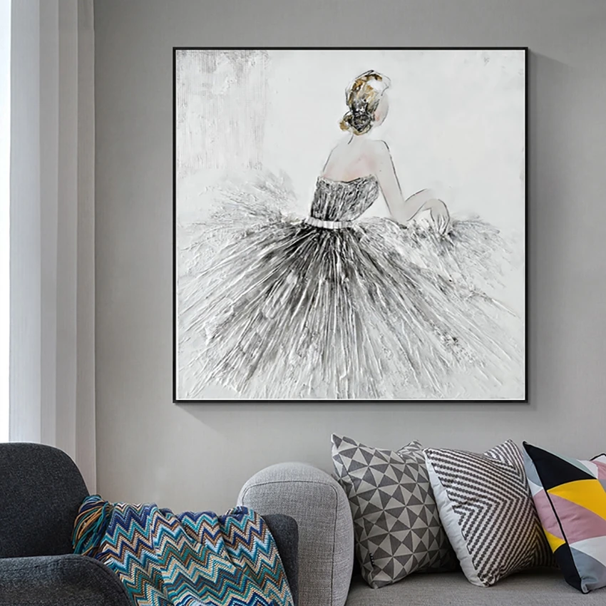 

Unframed Abstract Girl Oil Paintings on Canvas, China Artwork, Contemporary Wall Decor Accessories for Living Room, Unframed