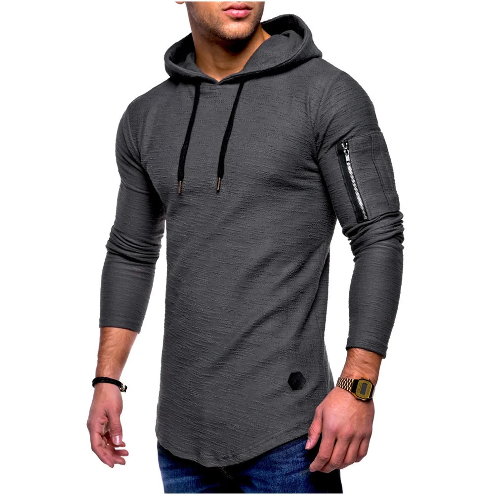 Nowa wiosna męska koszulka z kapturem Slim Fit bawełna z długim rękawem w stylu Casual, na zamek błyskawiczny koszulki topy i koszulki bluzy Tshirt dla mężczyzn MY174