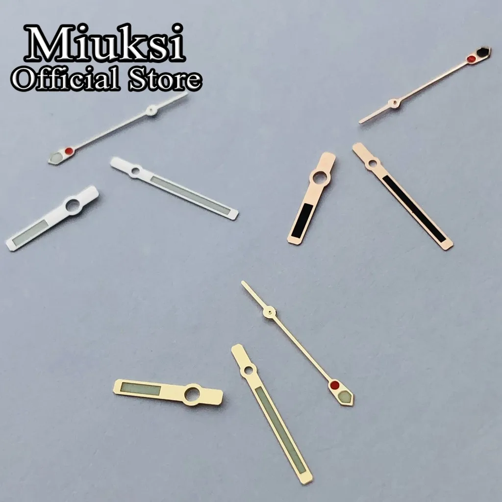 Miuksi silver rose gold watch hands green luminous hands fit NH35 NH36 movement