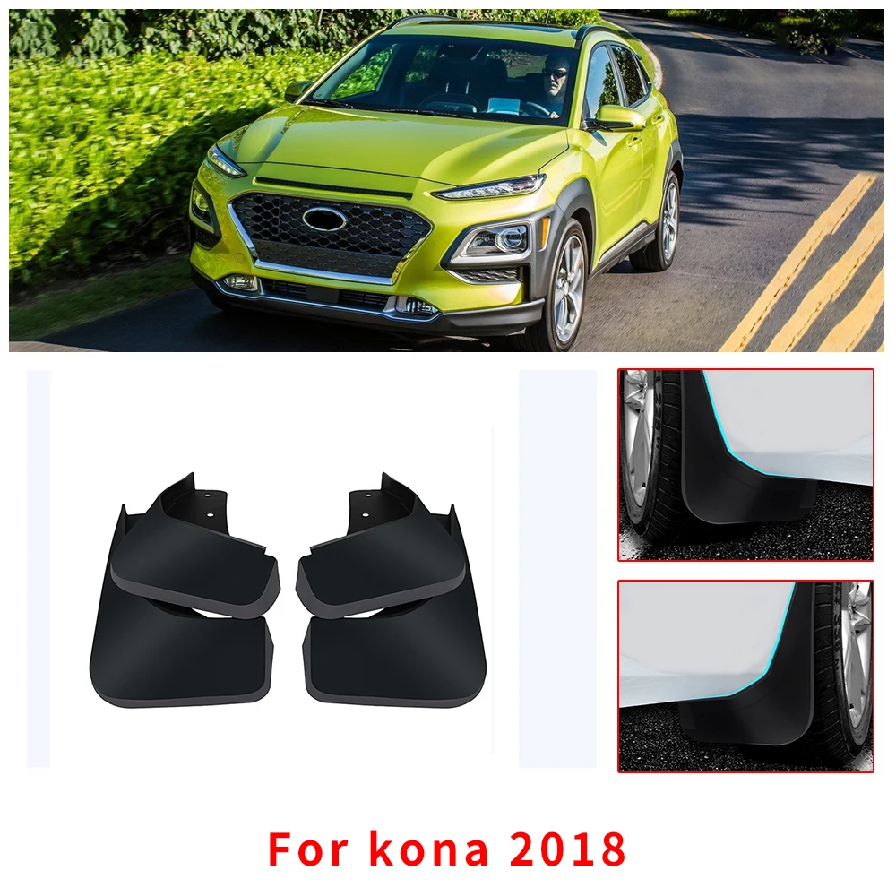 Car Mud Guards for kona 2018 Custom Fit No Drill Mud Flaps Flare Splash Guards Kits Molded 4pcs/Set Car Fender Accessories