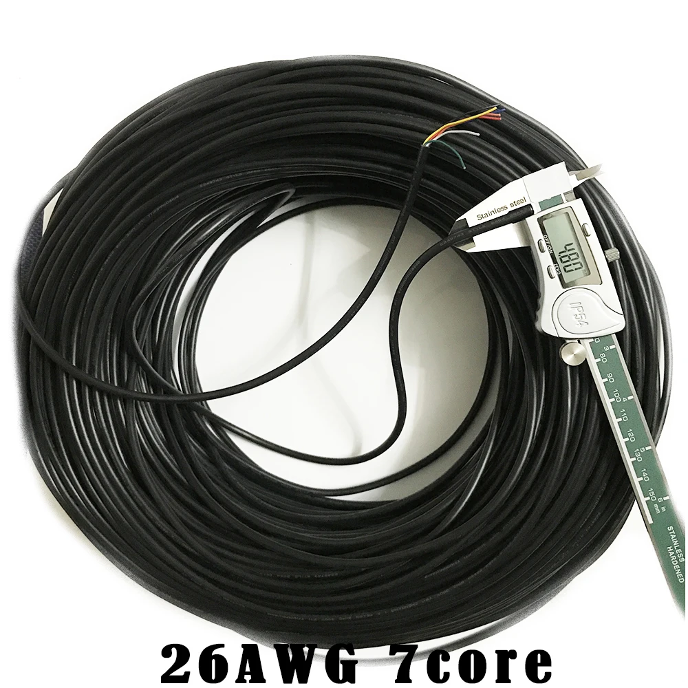 26AWG 28 AWG Signal Cable RVV 2/3/4/5/6/7/8/9/10 Cores TC Copper Conductor Electric RVV Black Sheathed Mounting Wire