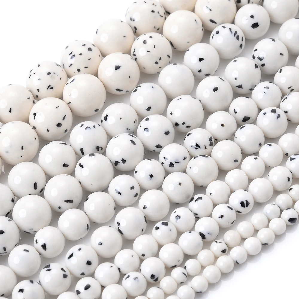 4/6/8/10/12 مللي متر الأبيض بودي الحجر الطبيعي حبة الجولة فضفاض خزر عازل لصنع المجوهرات سوار ذاتي الصنع إكسسوارات عقد #5