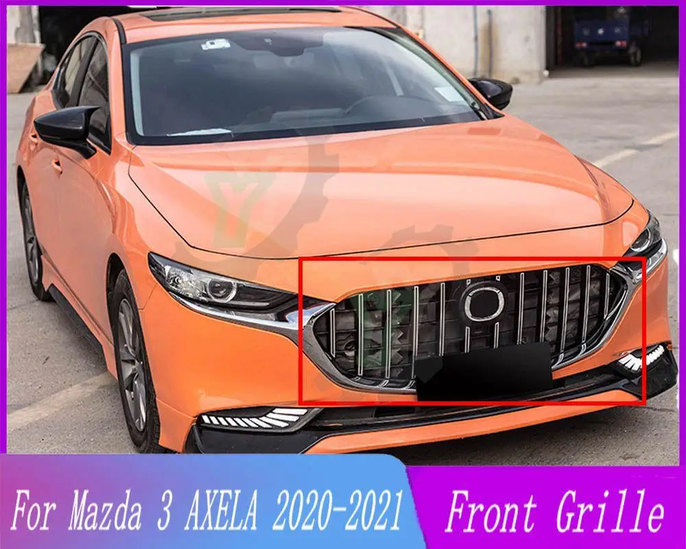 

High quality Front Bumper Upper Grille modified GT Style Racing Grill For Mazda 3 AXELA 2020 2021 Car Accessory（WITH EMBLEM）