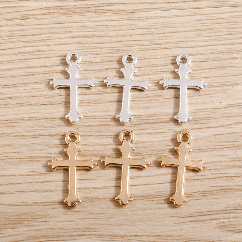 40pcs 12*19mm Metal Cross Charms Pendants for Necklaces Bracelets DIY Making Gold Color Charms Handmade Craft Jewelry Finding