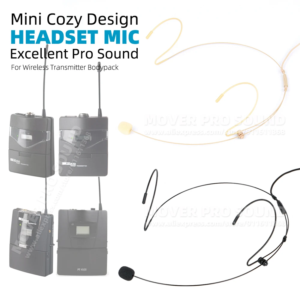 

For AKG PT 450 470 4000 4500 PT450 PT470 PT4000 Wireless Bodypack Microphone Beige TA3F Headworn Earset Headset Earhook Mic