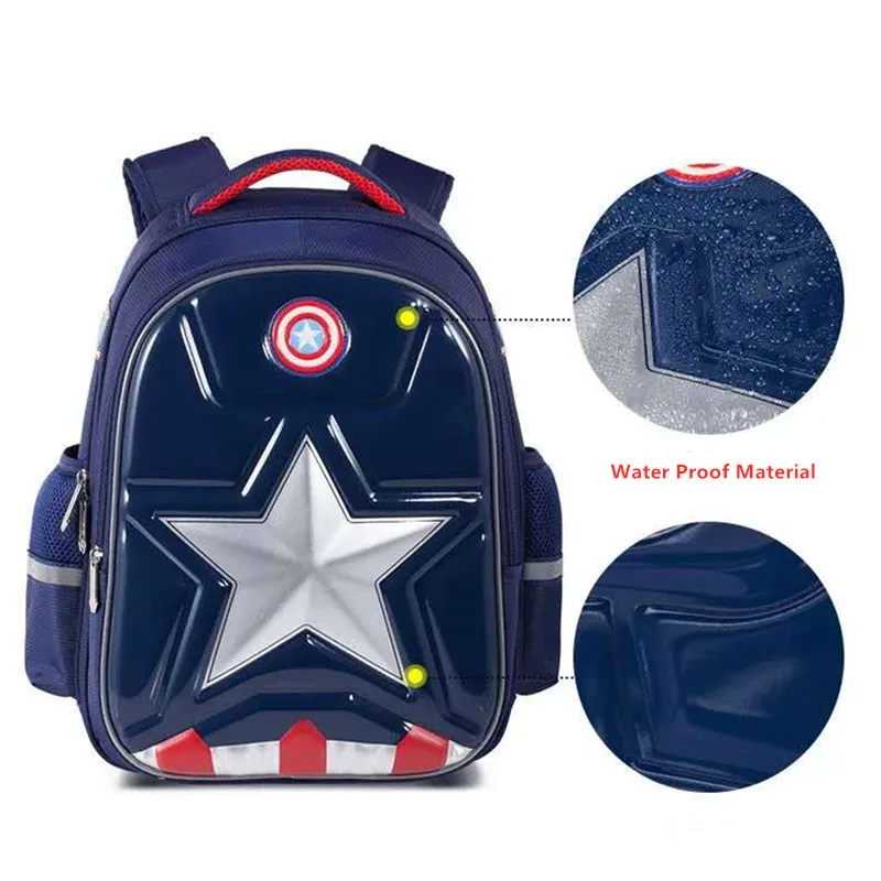 Disney-mochila escolar de dibujos animados en 3D para niño, de iron man superligero morral, Capitán América, para escuela primaria, novedad