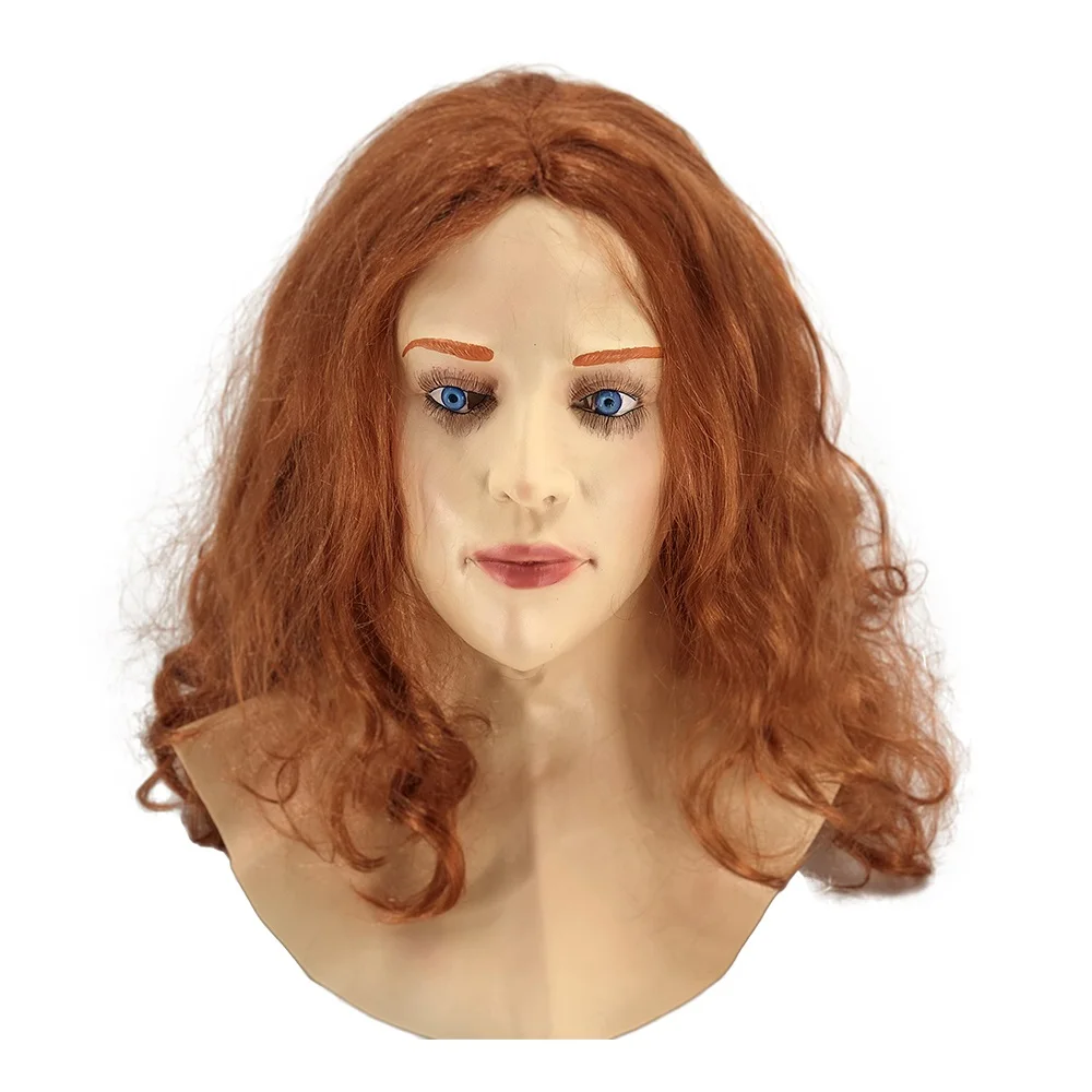 Halloween Latex Mask Realistic Scarlet Female Woman Face Crossdressing Sissy