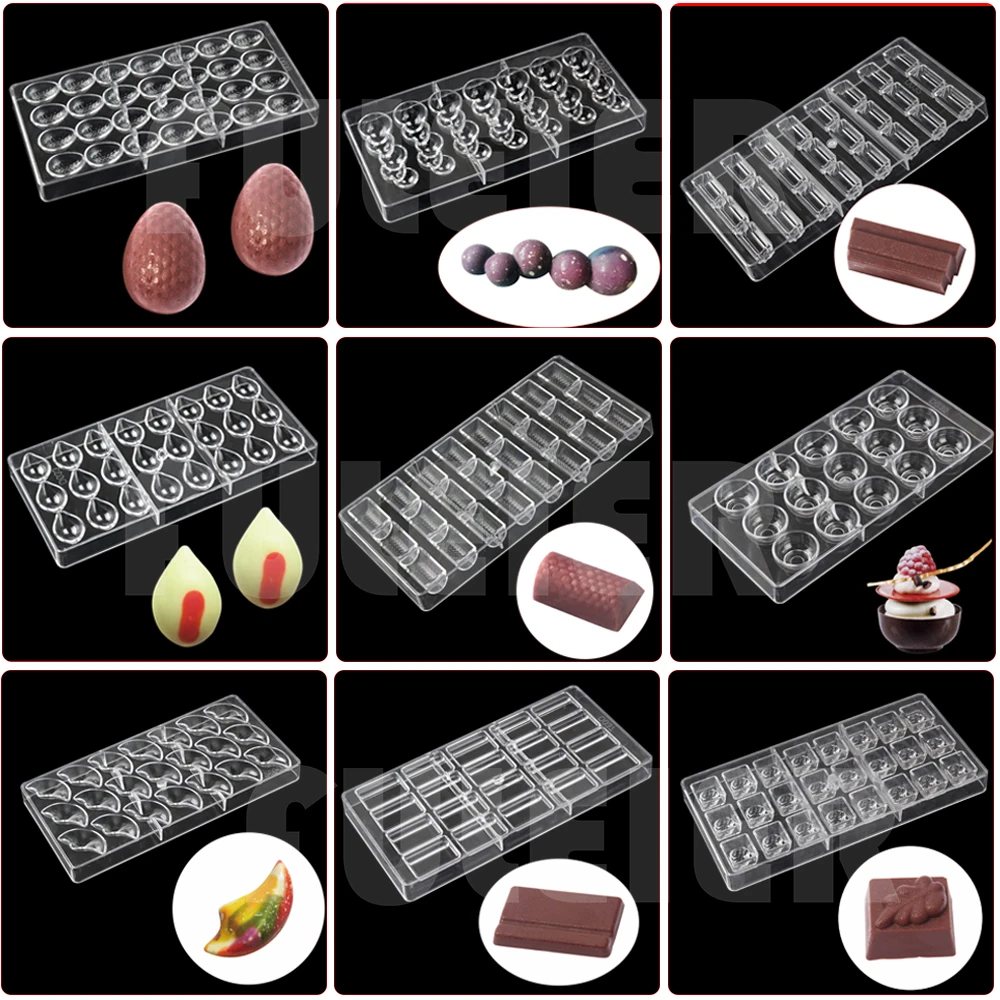 3D Polycarbonate Chocolate Bar Mold For Baking Candy BonBon Pastry Cake Decoration Confectionery Tool Sweets Chocolate Mould