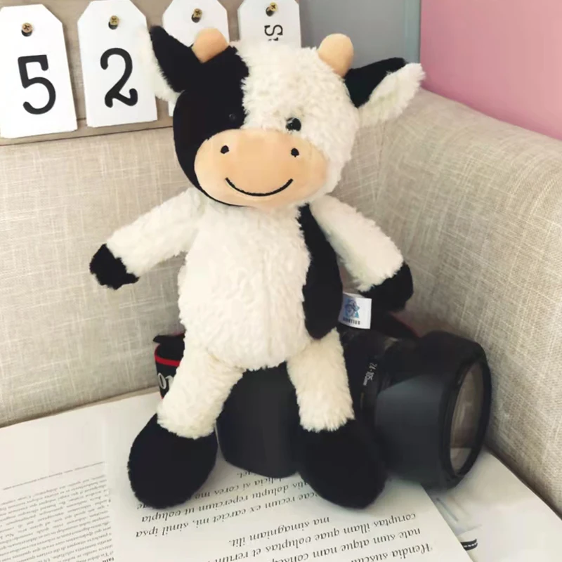 Peluche de vaca blanca y negra suave para niños, muñeco de vaca de dibujos animados, juguete de apaciguar, almohada de siesta linda, regalos para bebés, 30cm