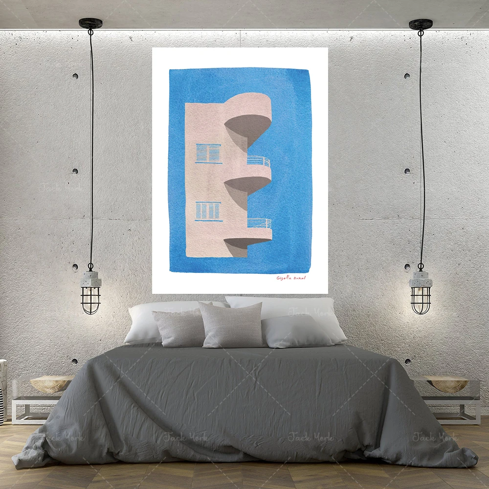 Architecture Print, Illustrated Poster Art Print, Architecture Art, Travel Poster, Tel Aviv Bauhaus, Bauhaus Poster, Illustrati
