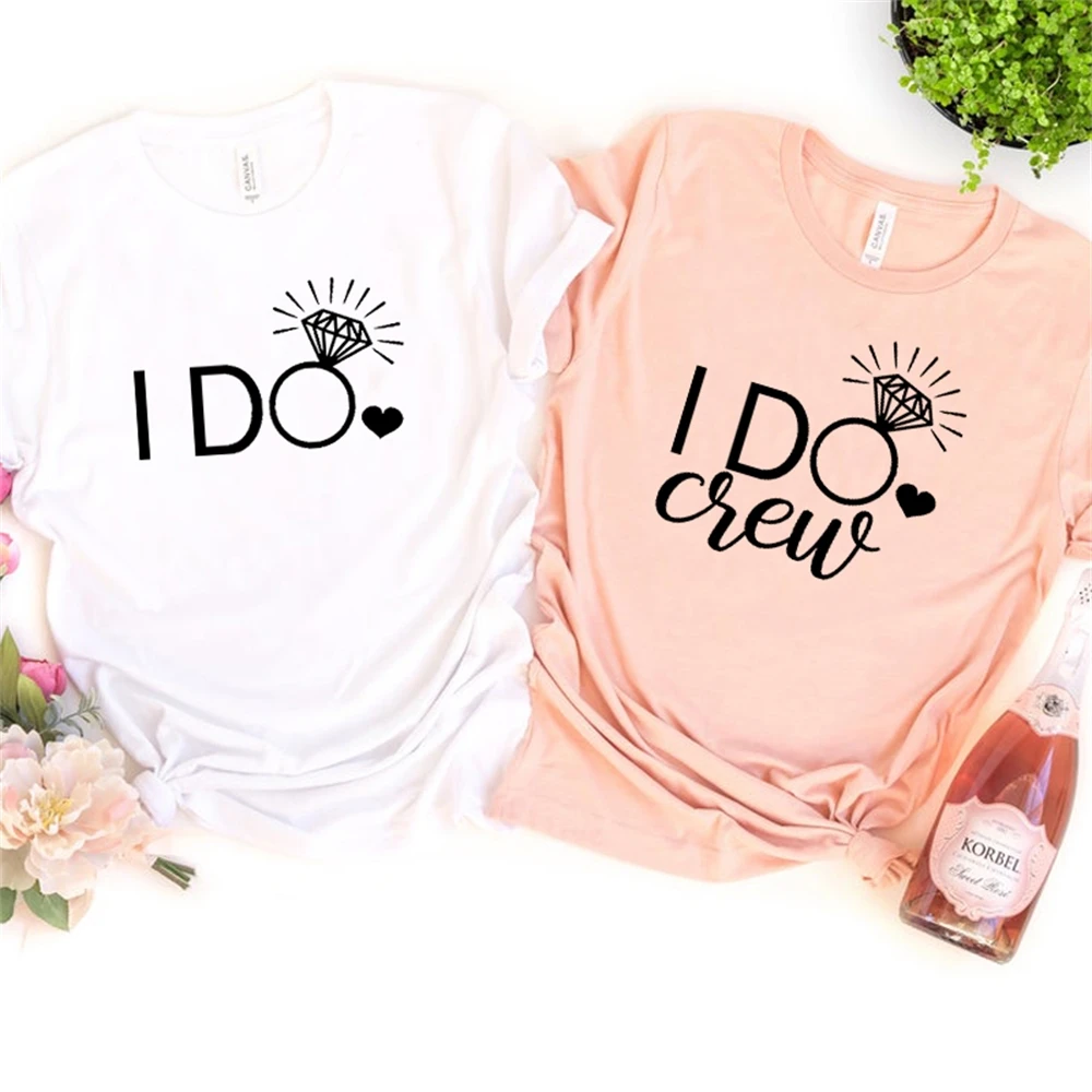 I Do Crew Diamond Women T Shirts Bachelorette Party Tops Female Clothes Tops Wedding Fashion Tops T-Shirt EDJQ