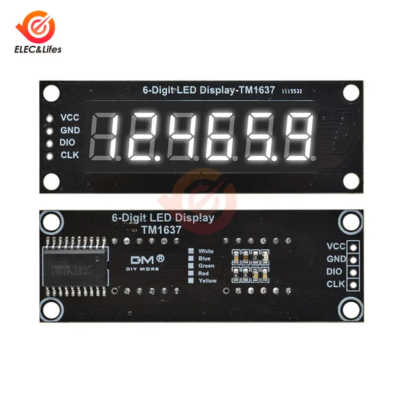 TM1637 6 بت 0.36 "شاشة LED رقمية وحدة ل اردوينو 7 قطعة 0.36 بوصة 5 فولت عشرية ساعة الأحمر الأنود أنبوب مزدوج نقطة وحدة