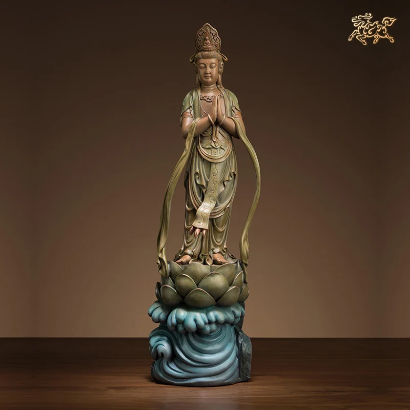 

Chinese Bronze Gassho Guanyin Scupture Buddha Avalokitesvara Decorative Statue HOME Office Efficacious Protection