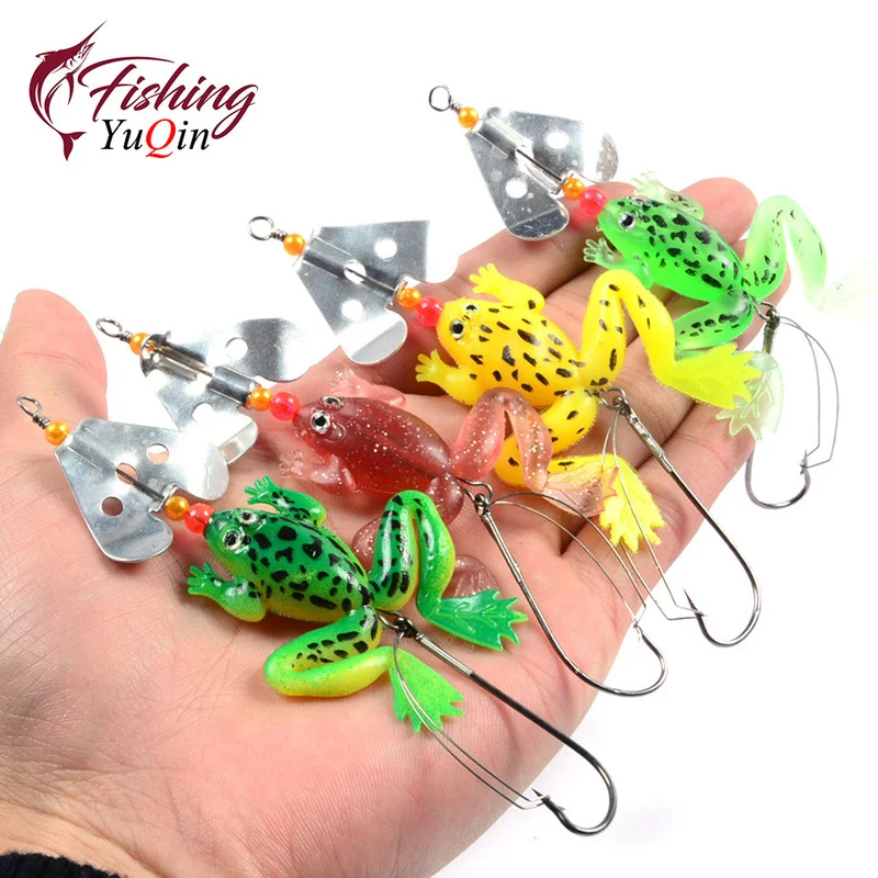 1PCS Fishing Soft Lures Faux Frog 4 Colors Quality Good Crankbaits Lure Baits Hook Artificial Swimbait Wobblers Fishing Bait