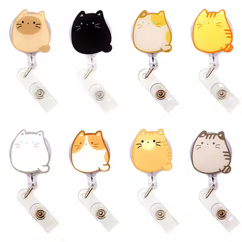 Cute Funny Cat Style Retractable Card Holder Badge Reel Nurse Exhibition Enfermera Girl And Boy Name Card