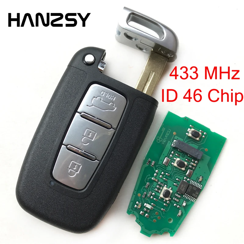 

3 button Smart Key For HYUNDAI I30 I45 Ix35 Genesis Equus Sonata Veloster Tucson Elantra Complete Remote Key PCF7952 Chip 433Mhz