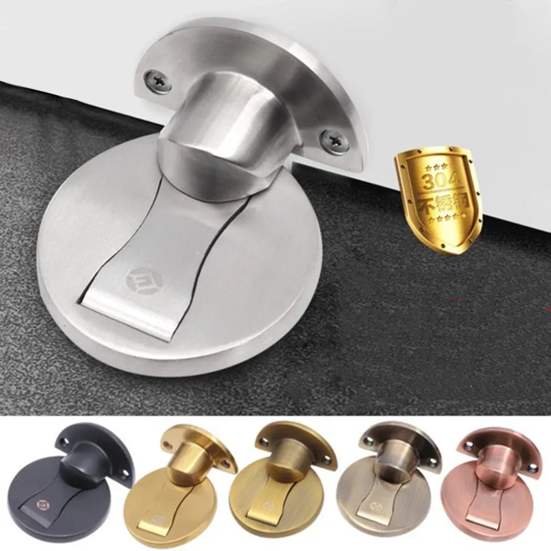 304 Stainless Steel Magnet Door Stops Magnetic Non-punch Doors Holder Hidden Stop Furniture Hardware Collision Avoidance Evod