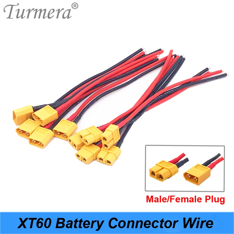 XT60 Battery Male Female Connector Plug with Silicon 16 AWG Wire for 18650 Battery Connector Wire about 15cm Length