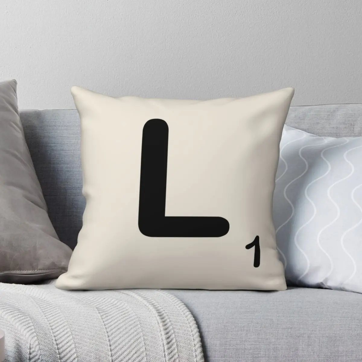 

Scrabble Tile L Pillowcase Polyester Linen Velvet Creative Zip Decor Throw Pillow Case Car Cushion Cover