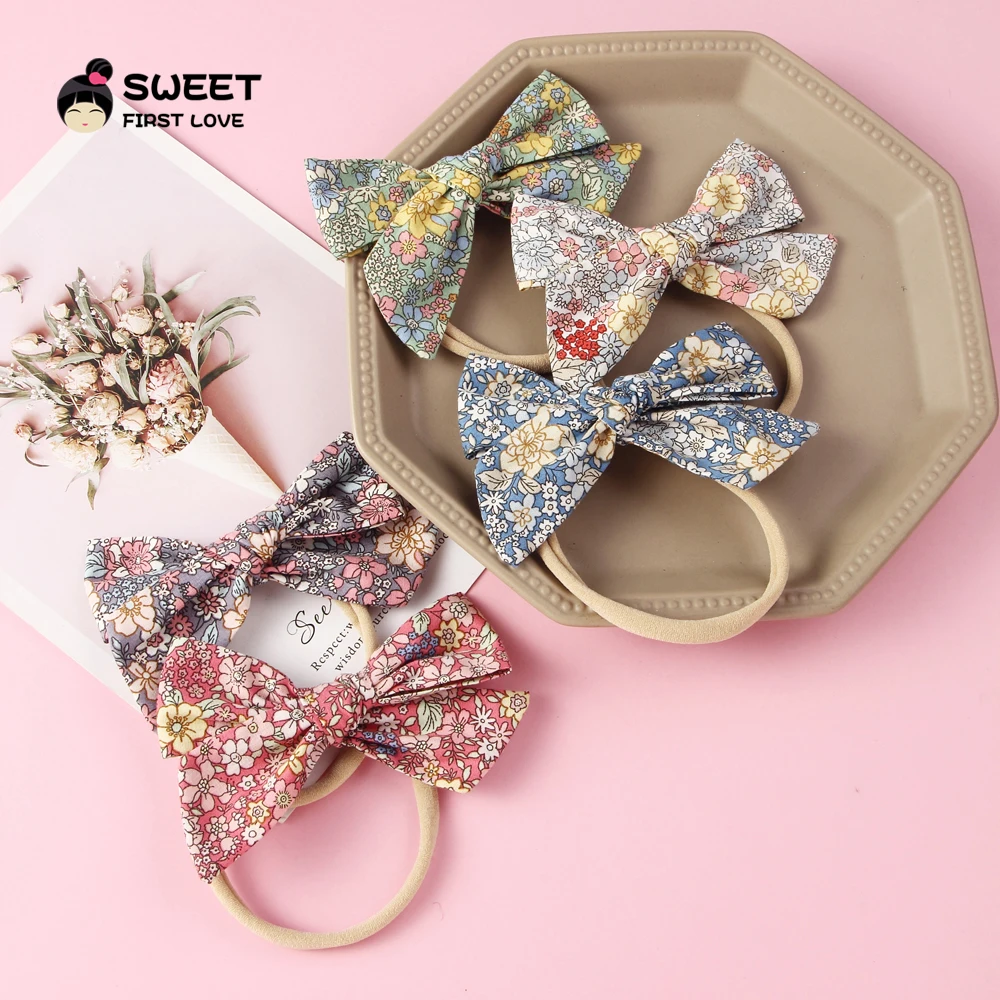 1pc Cotton Hair Bows For Baby Girls Print Bow Nylon Headbands Newborn Head wraps Elatisc Hair band Hair Accessories Baby Gifts