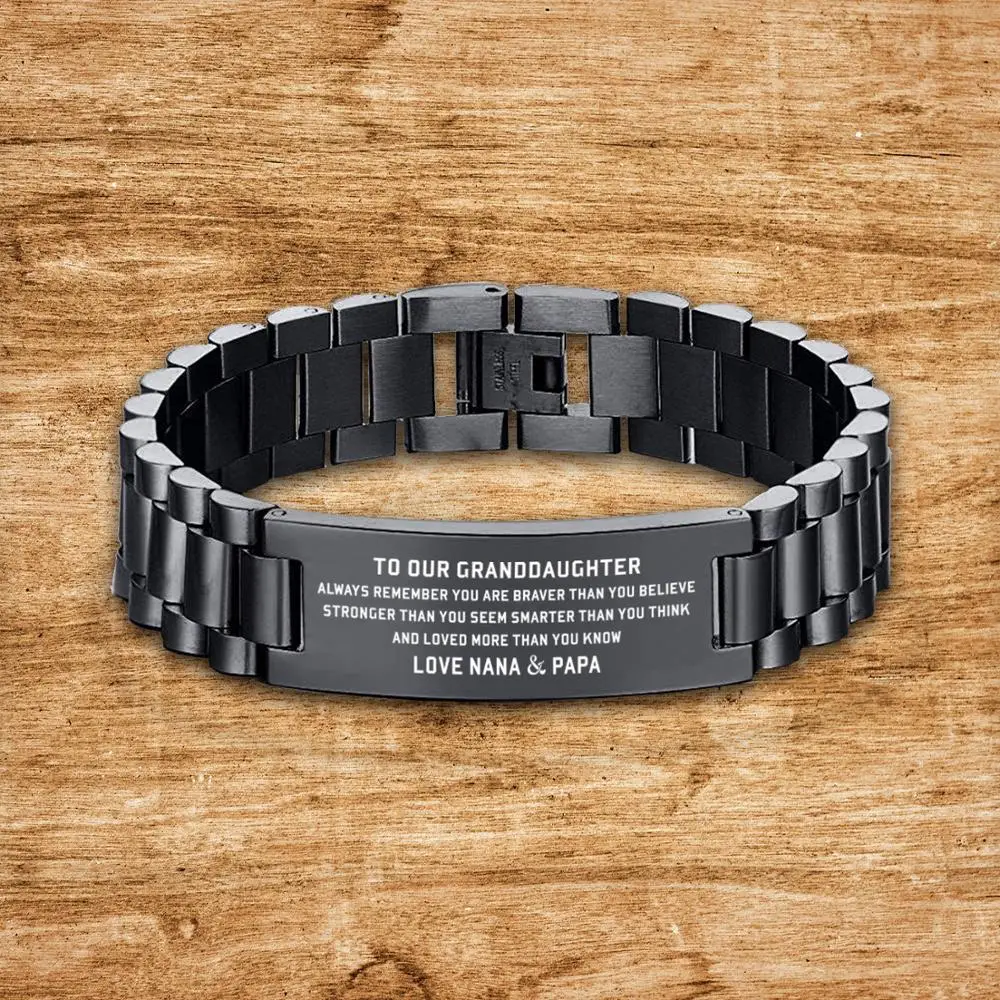 

Nana And papa To Give my Granddaughter a birthday graduation high stainless steel carved ID bracelet Meaningful Christmas Gift