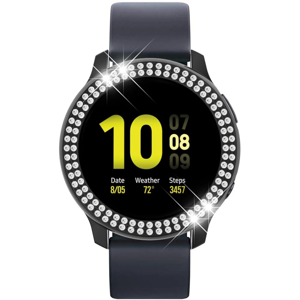 Diamond PC Bumper For Samsung Galaxy Watch Active 2 Case For Galaxy Watch Active2 40mm 44mm Women Bling Thin Cover Screen