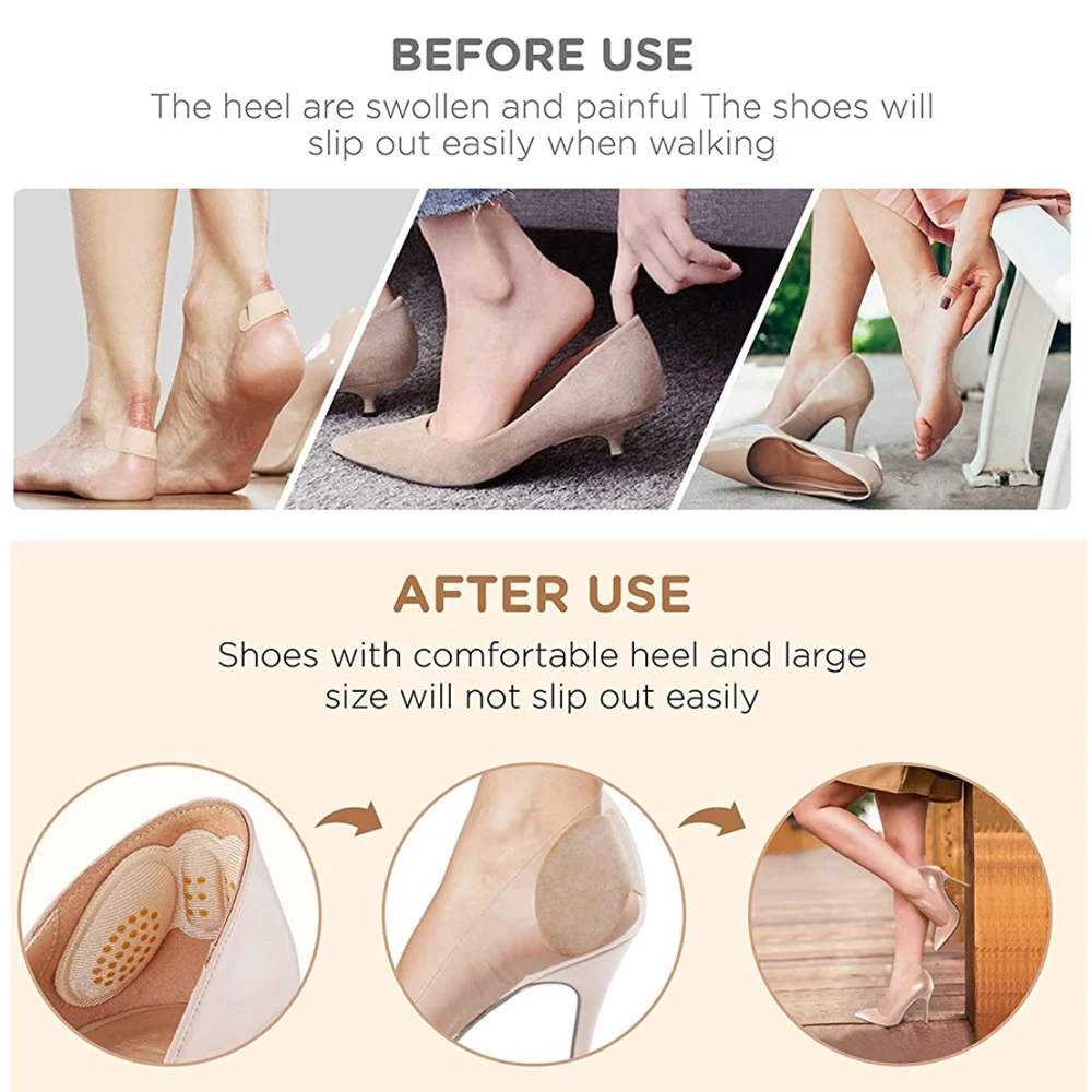 ซิลิโคน Heel Pads สำหรับรองเท้าผู้หญิงแทรกฟุต Heel Pain Relief ลดขนาดรองเท้า Filler Cushion Padding สำหรับรองเท้าส้นสูงซับ