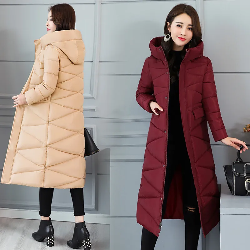 Parkas Mujer Winter Jacket Women Clothes 2019 Korean Padded Casual Long Coat Hooded Ladies Slim Elegant Warm Parka 8876