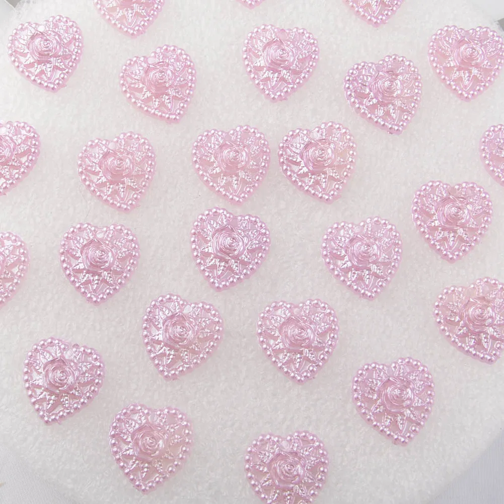 BOLIAO Heart Shape 15Pcs 17*17mm( 0.67*0.67 in ) Pattern Purple Resin FlatBack Resin Delicate Clothes/Wedding Home Decor No Hole