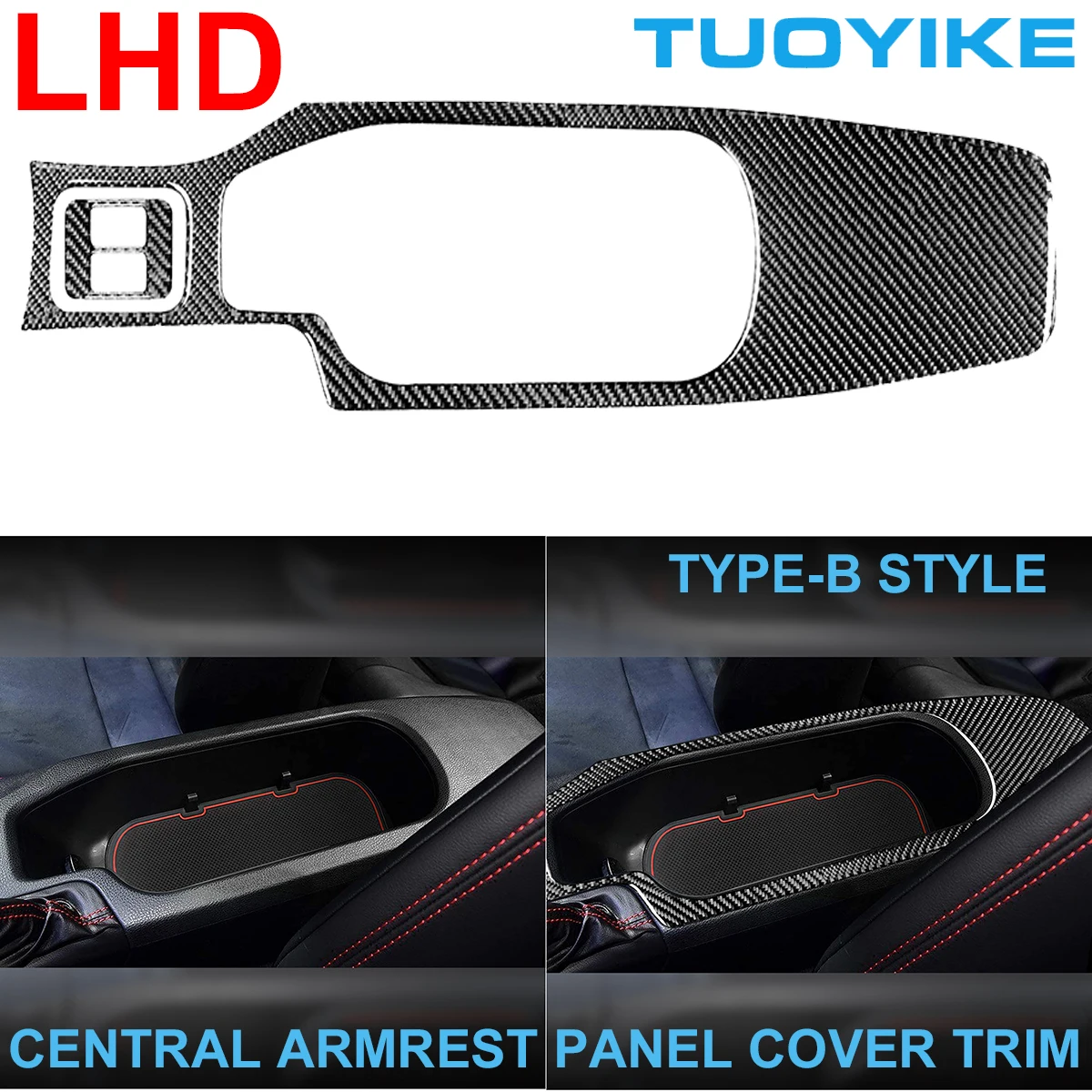 

LHD RHD Car Styling Carbon Fiber Inner Central Armrest Storage Box Cover Panel Decal Trim For Toyota GT86 Subaru BRZ 2017-2019