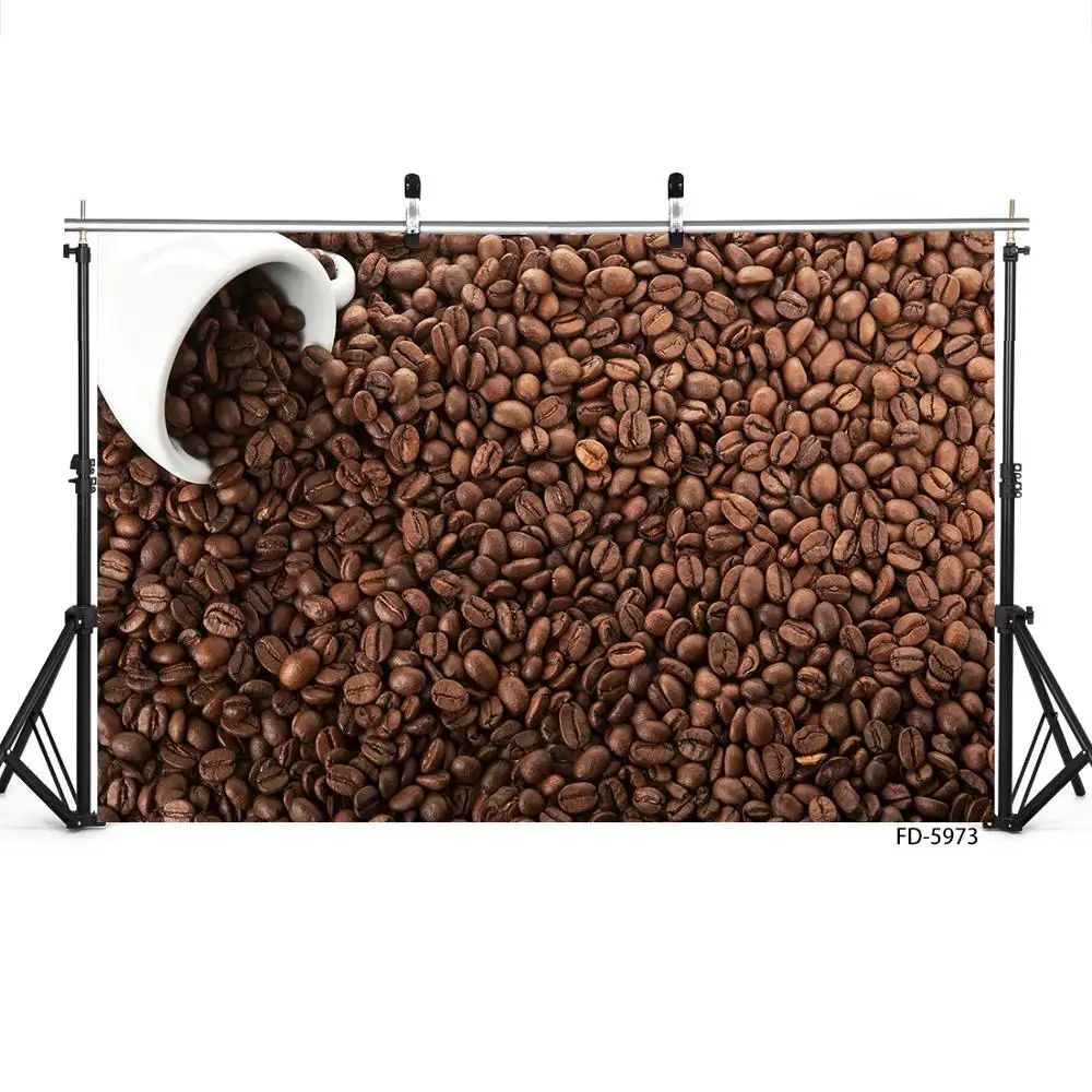 Coffee Beans White Cup Photo Backdrop Computer Printed Photography Background for Children Baby Portrait Toy Photophone Props