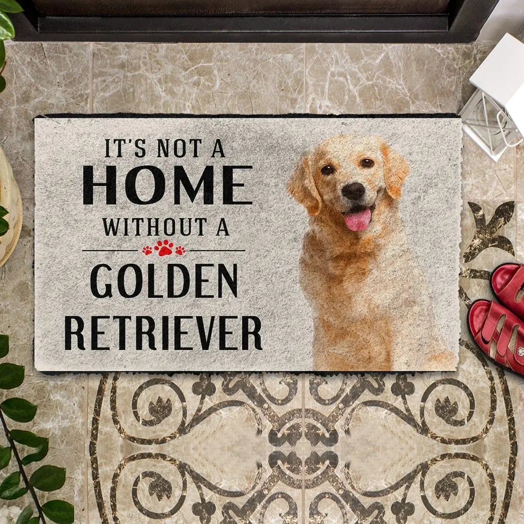 

Its Not-a Home Without A Golden Retriever Doormat Decor Print Animal Dog Floor Door Mat Non-Slip 3D Soft Flannel Custom Carpet