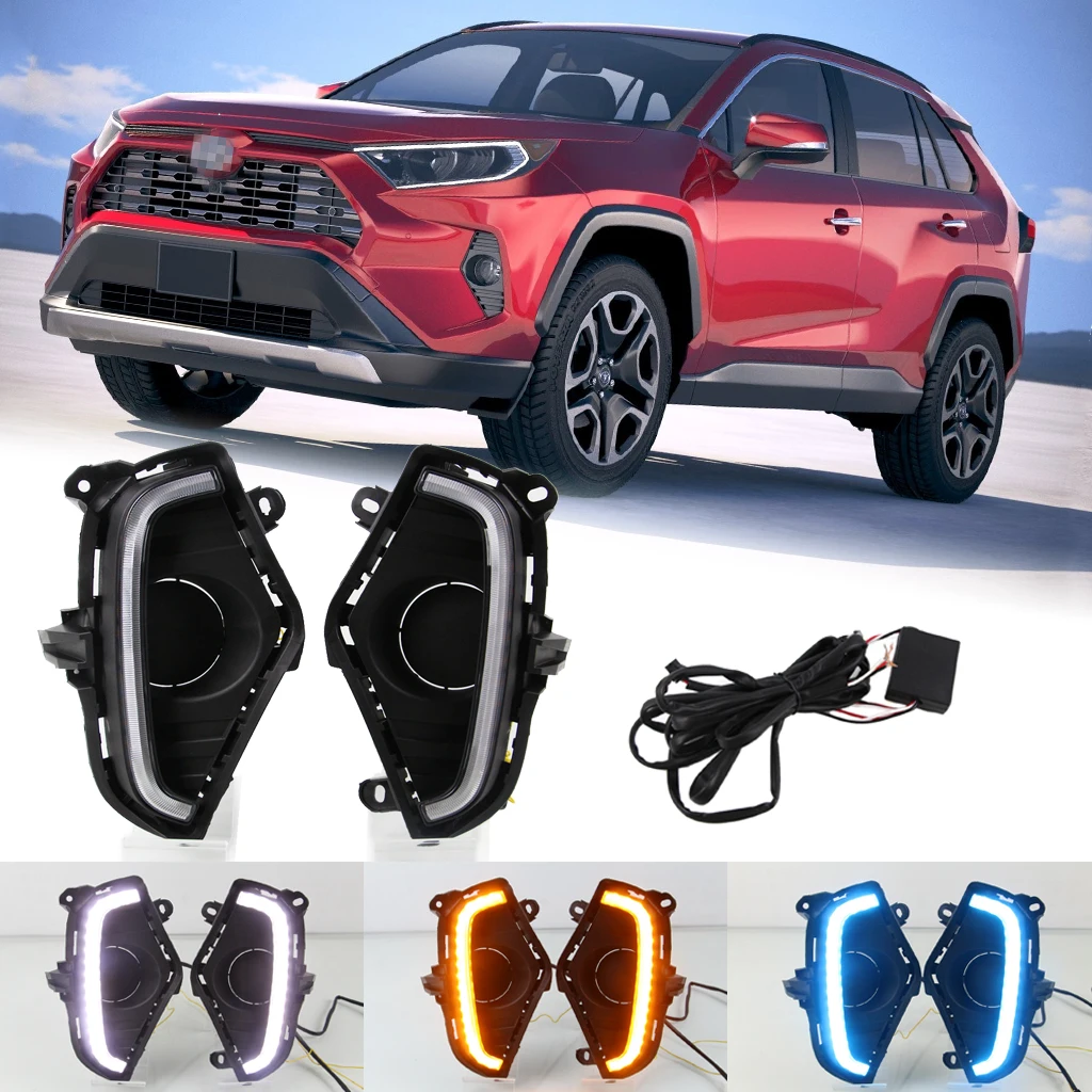 

3 Colors LED DRL Day Light for Toyota RAV4 2019 2020 2021 2022 2023 Daytime Running Light Driving Lamp with Turn Signal