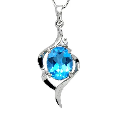 

CoLife Jewelry Chrame Silver Gemstone Pendant 7mm*9mm Natural Light Blue Topaz Pendant 925 Silver Topaz Jewelry Gift for Woman