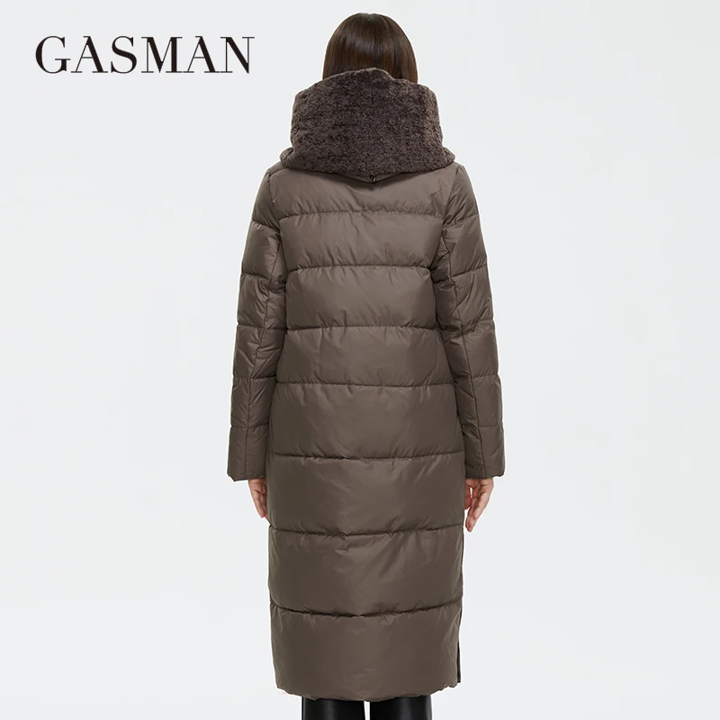 GASMAN 2022 Women\'s Winter Jacket Long Faux fur sheep curl Designer Female Coat Windproof Hat Big pocket Women\'s jacket 81716