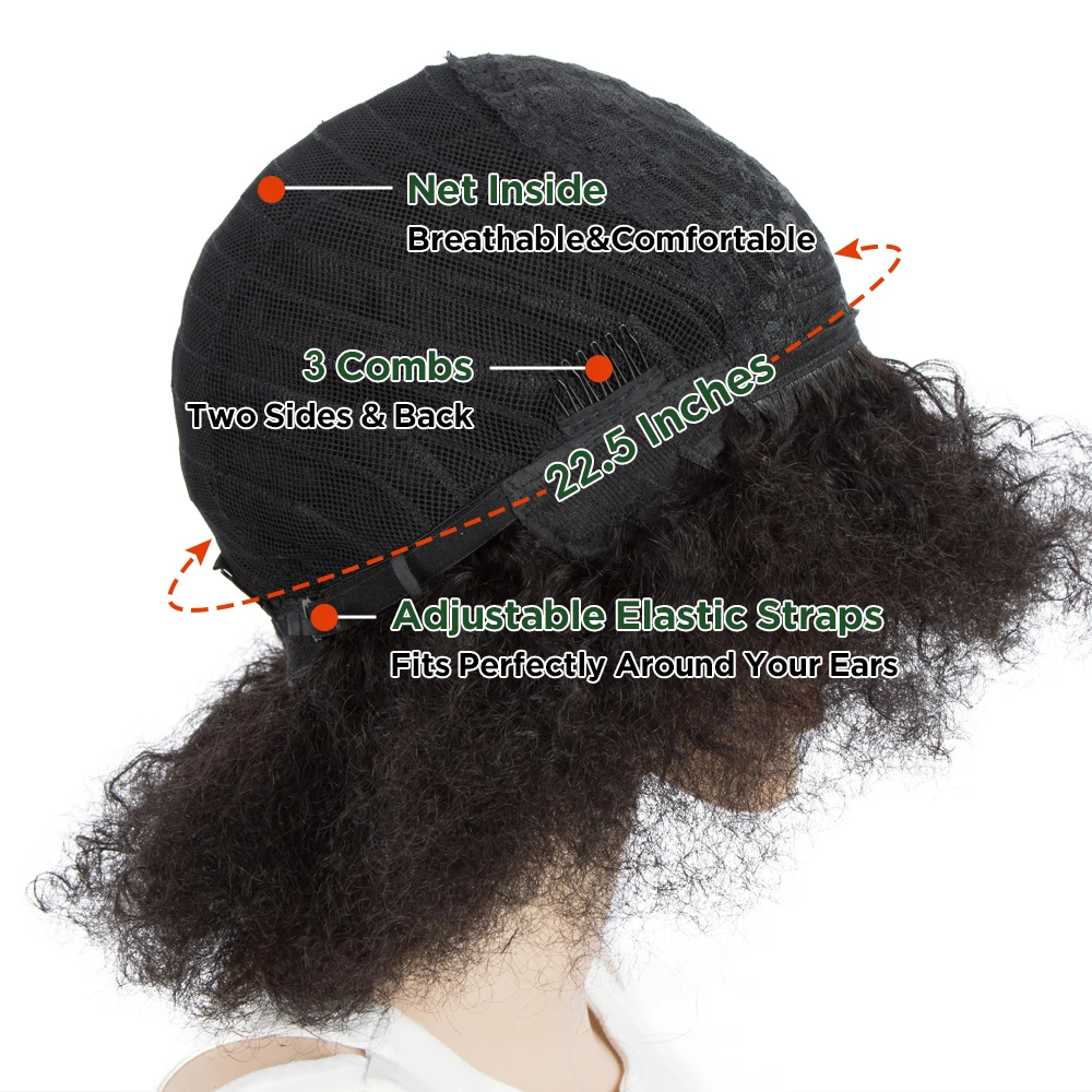 Peluca Afro para mujeres negras, cabello humano malayo Remy, rizo esponjoso, 180 de densidad, Color marrón Natural, envío gratis, Allure