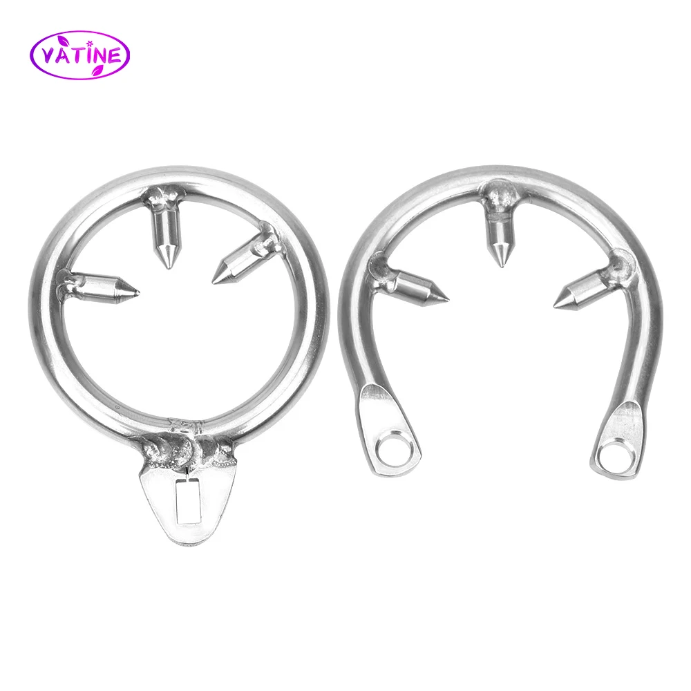 Stainless Steel Spikes Penis Ring For Men Cock Stretcher Testis Lock Anti-erect Chastity Cage Device Bondage Set Sex Toys Erotic