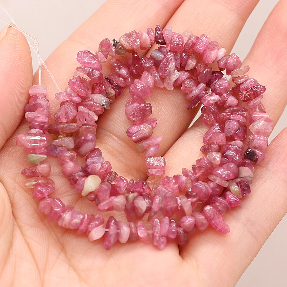 Genuine Natural Pink Tourmaline Stone Beads Irregular Gravel Chip Beads for DIY Charm Bracelet Necklace Jewelry Making Gift 15'' - Image 2