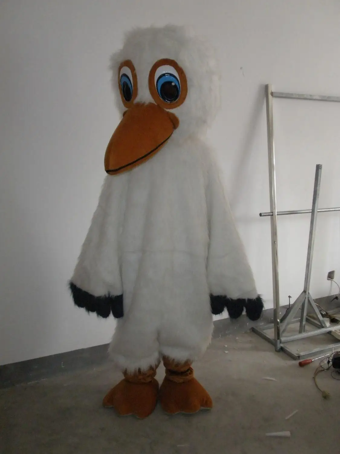 Nova versão grande branco haird woodpecker mascote traje adulto festa de aniversário fantasia vestido halloween cosplay roupas natal