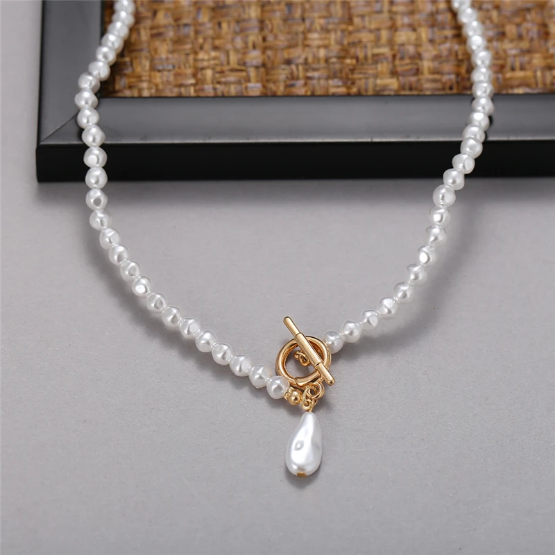 17KM Vintage Pearl Necklaces For Women Fashion Multi-layer Shell Knot Pearl Chain Necklace 2020 NEW Coin Cross Choker Jewelry