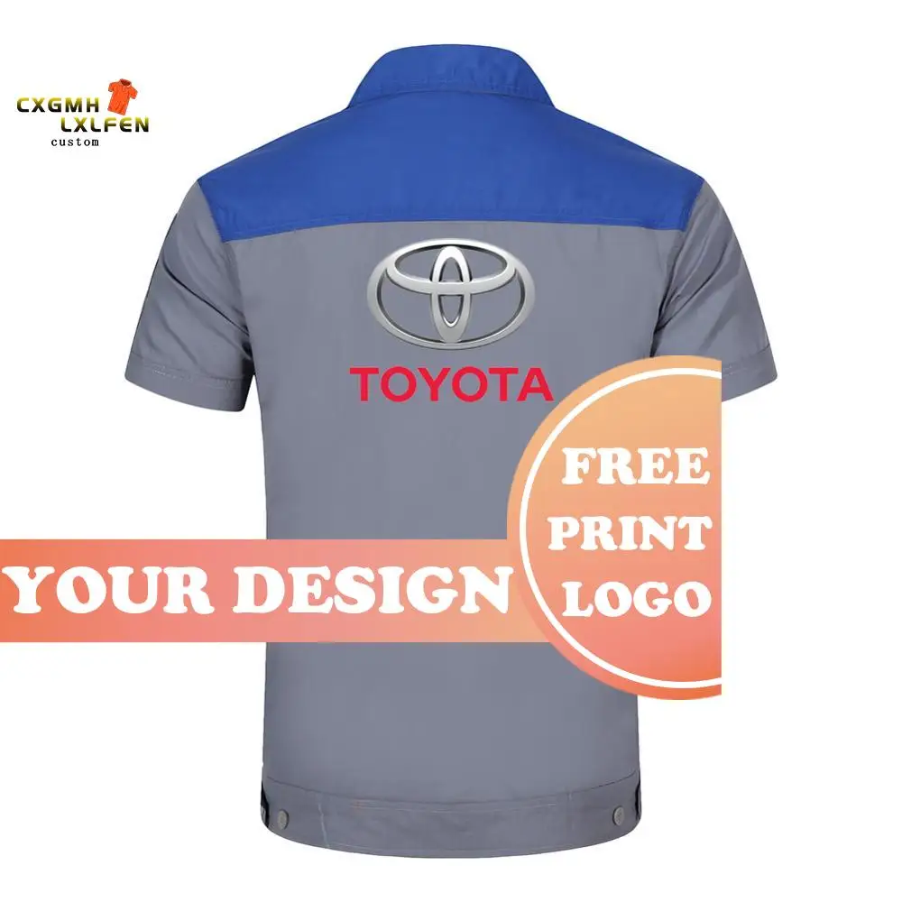 Custom Logo Workwear for Men Tops and Pants Repairman Auto Mechanics High Quality Work Clothing Two Pocket T-shirt