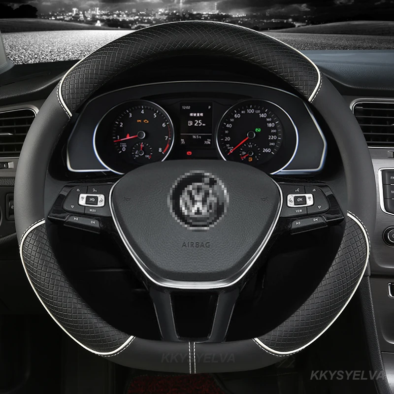 Car Steering Wheel Cover D Shape For Hyundai ioniq Suzuki Swift 2018 2019 For VW GOLF 7 2015 POLO JATTA Auto Car Accessories