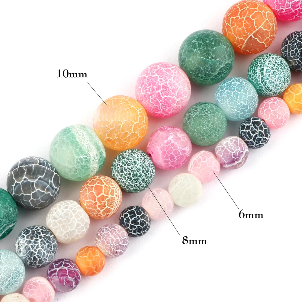6 8 10mm Weathered Agate Round Loose Beads Natural Gemstone Beads for Jewelry Making DIY Bracelet Necklace Accessories Wholesale