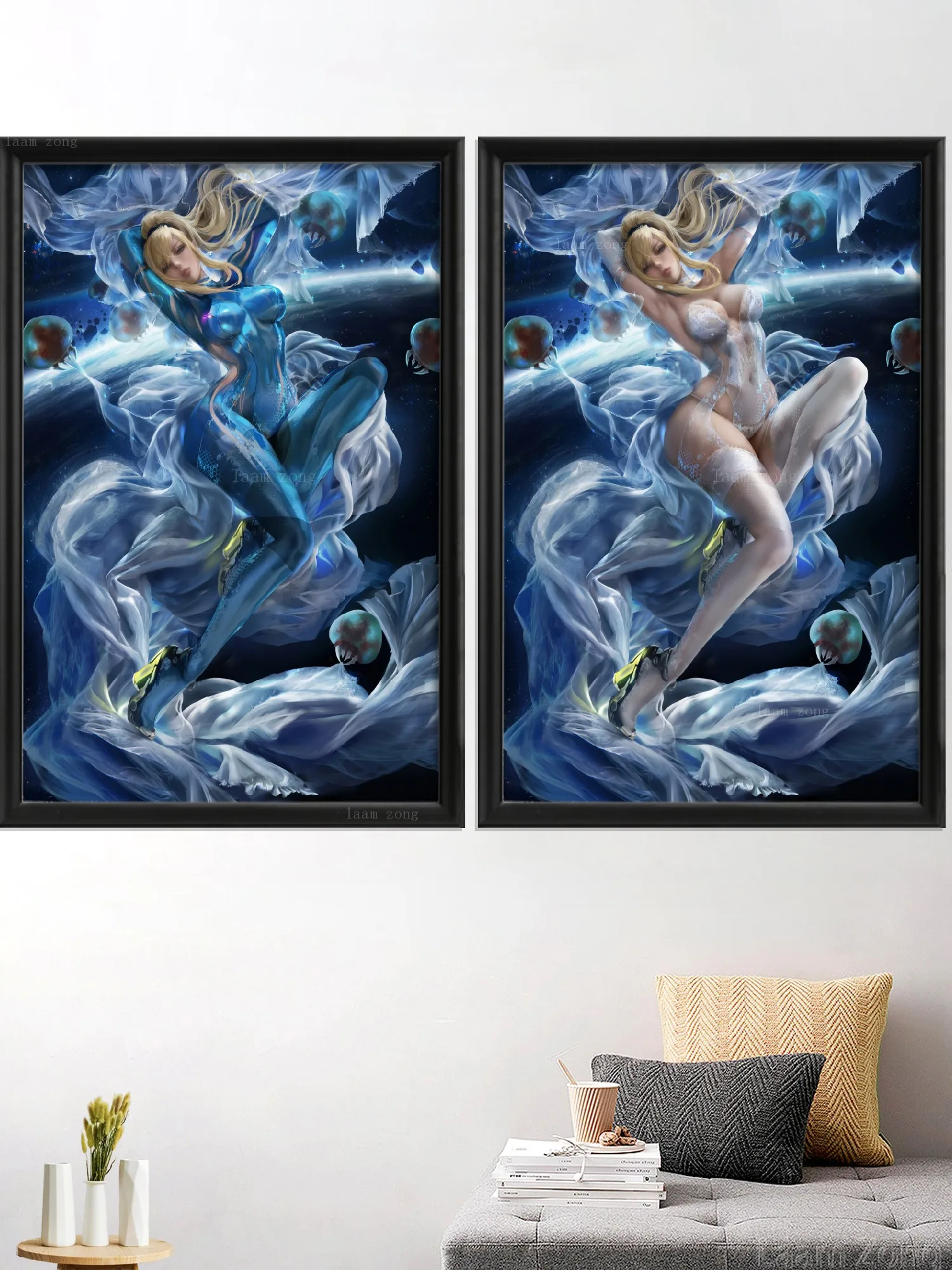 Samus Aran Video Game Art Silk Poster Sexy Nude Kawaii Anime Home Decor Custom Prints Living-Bedroom Decoration