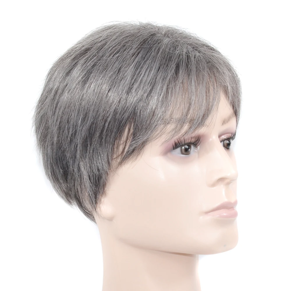 Peruca sintética curta e reta para homens, perucas de fibra resistente ao calor, cabelo masculino, fleeciness, realista, peruca natural