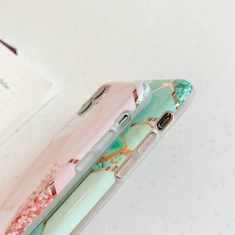 Plating Geometric Phone Case for iPhone 12 12 pro max shockproof Silicone Protective Cover Cases for iphone 6 6s 7 8 x 8 plus